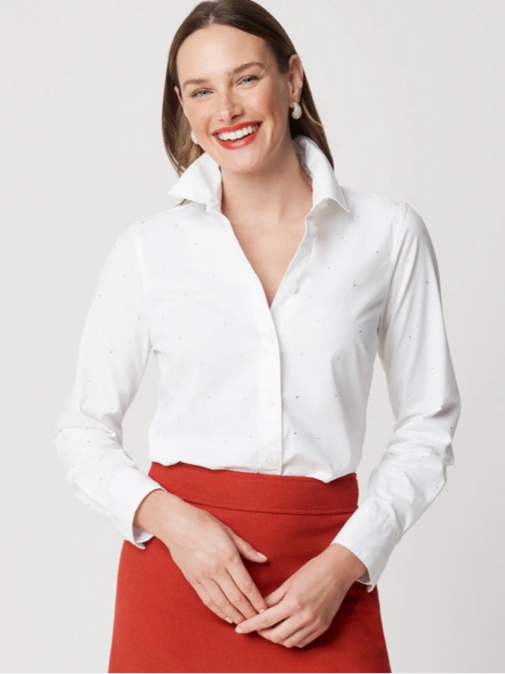 NWT J. Crew Petite Jewel-embellished Button-up Shirt White
